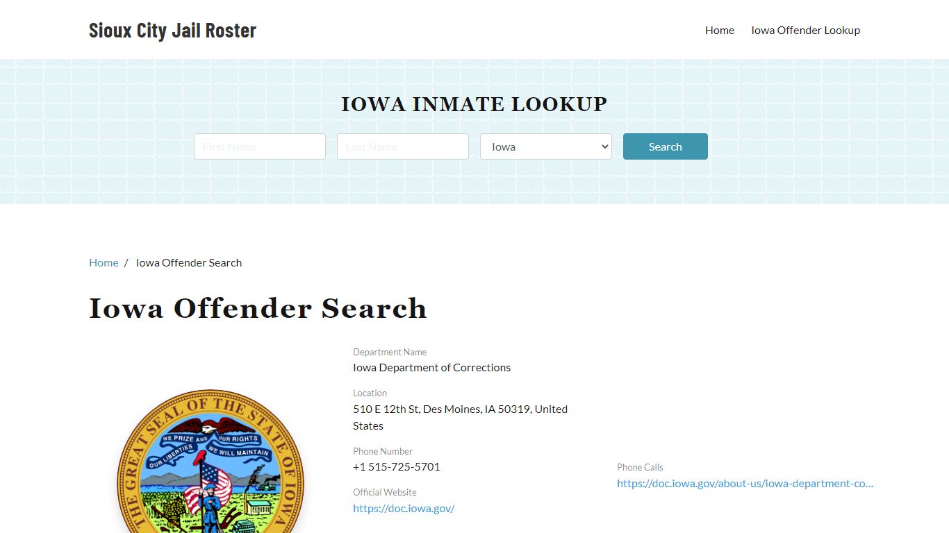 Iowa Offender Lookup, City Jail Records Search